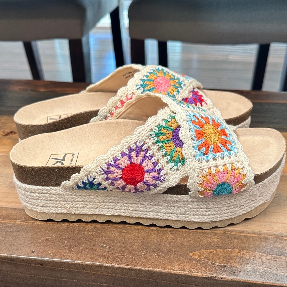 Dirty Laundry Multicolor Crochet Platform Sandals